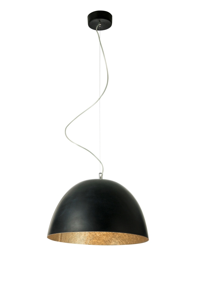 Pendant Lamp H2O Lavagna In-Es Artdesign Collection Matt Color Black Gold Size 27,5 Cm  Diam. 46 Cm